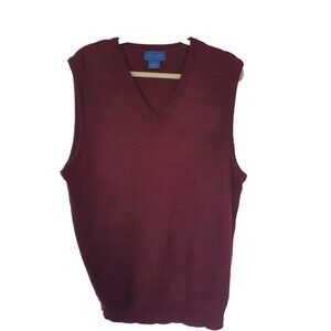 Towncraft Sweater Vest Sz L Burgundy V Neck Grandpa Y2K Soft Men Women Red